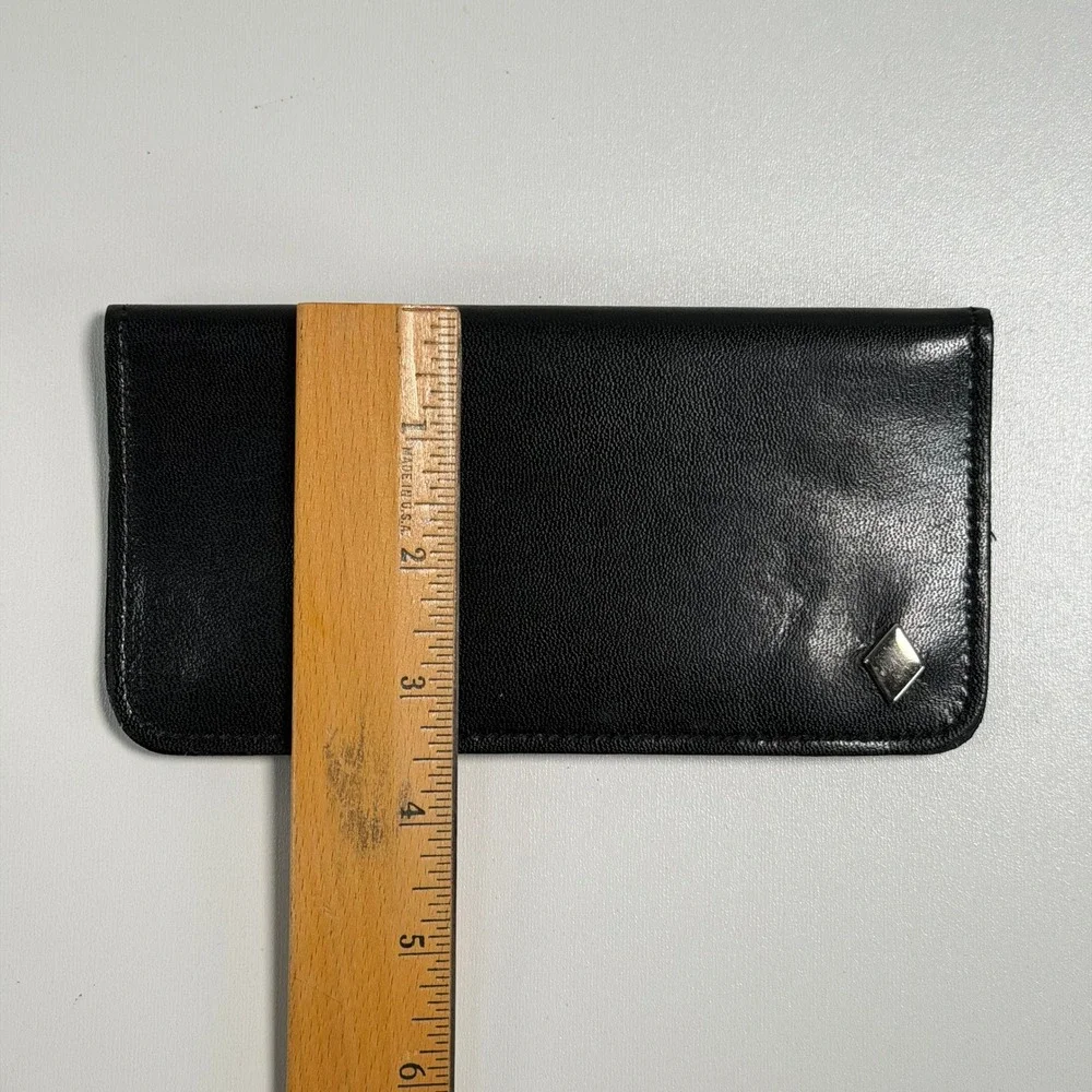 Vintage Black Leather Checkbook Wallet BiFold Western Card‎ Holder Trucker